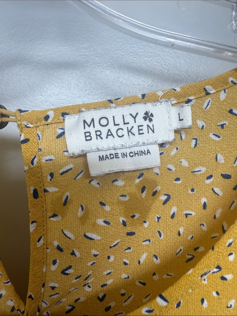 Molly Bracken Anthropologie Mustard Sleeveless Ruffle-Trim Printed Blouse - Picture 2 of 5